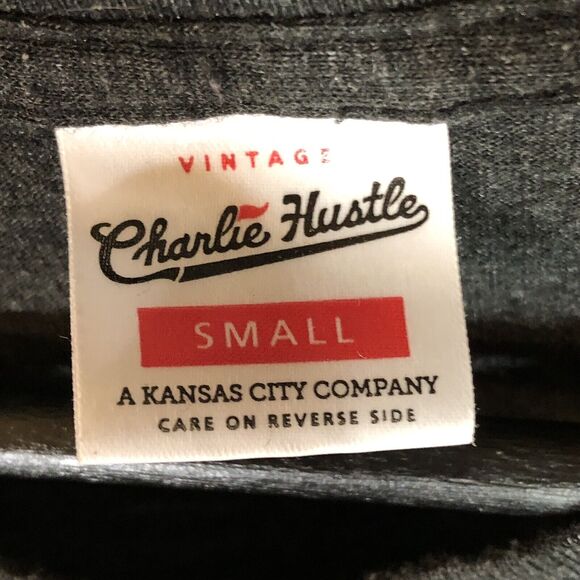 Charlie Hustle Gray Rieger's Whiskey Kansas City Graphic T-Shirt Adult Size S - Picture 5 of 5